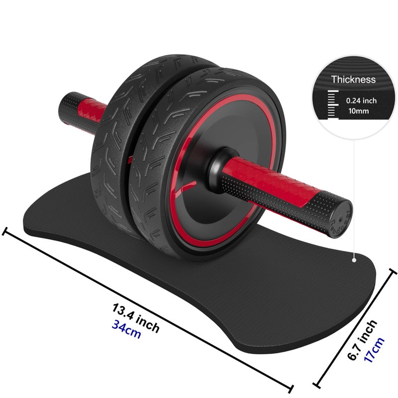 READAEER Rubber Noiseless Ab Roller Wheel with Knee Pad, Metal Handle Abdominal Exercise Wheel for Home Gym Fitness Equipment - Image 5