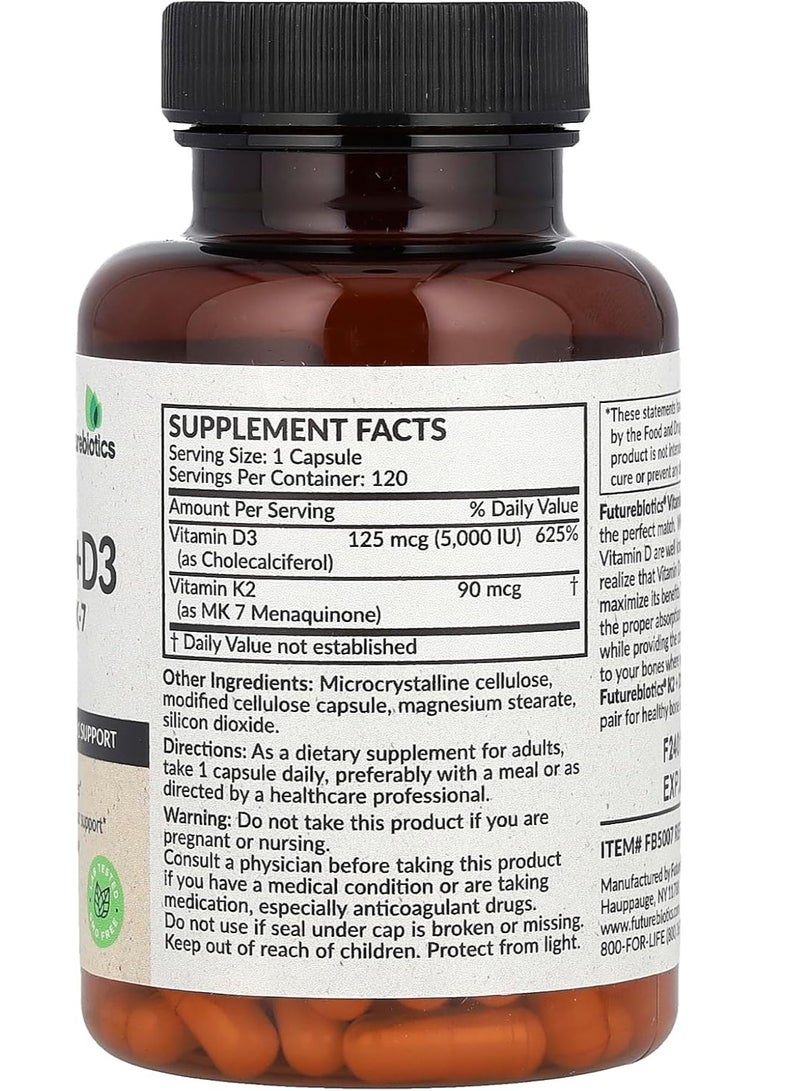 Futurebiotics Vitamin K2 + D3, Supports Strong Bones 120 Capsules 4 months supply - Image 2