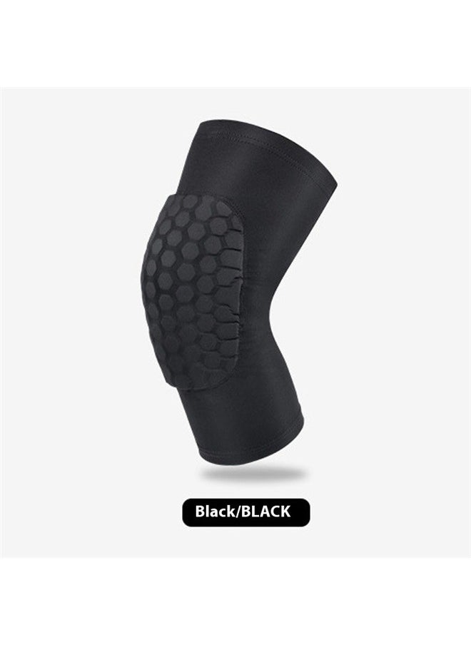 yongsheng A pair Honeycomb Basketball Knee Pad For Leg XL，Basketball Knee Pads Knee Sleeves, Gaming Sleeves Wrestling Knee Pads Football Knee Pads Volleyball Knee Pads (Black)  - Image 2