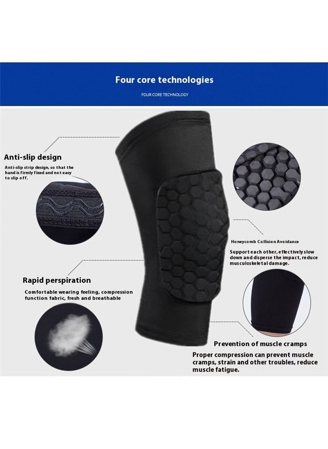 yongsheng A pair Honeycomb Basketball Knee Pad For Leg XL，Basketball Knee Pads Knee Sleeves, Gaming Sleeves Wrestling Knee Pads Football Knee Pads Volleyball Knee Pads (Black)  - Image 3