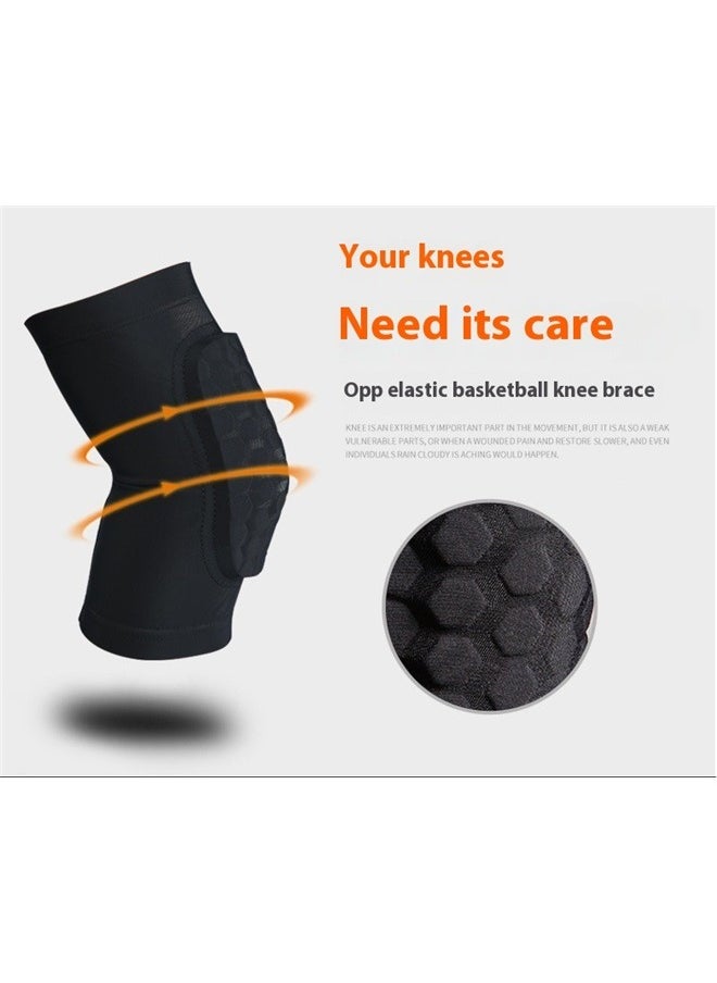 yongsheng A pair Honeycomb Basketball Knee Pad For Leg XL，Basketball Knee Pads Knee Sleeves, Gaming Sleeves Wrestling Knee Pads Football Knee Pads Volleyball Knee Pads (Black)  - Image 4