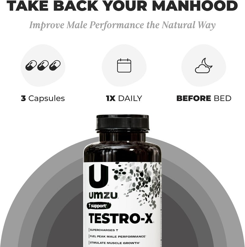 UMZU مكمل UMZU TestroX للرجال دعم الطاقة والتركيز وضخ العضلات مستويات T الصحية 30 يوم إمداد 90 كبسولة - Image 2