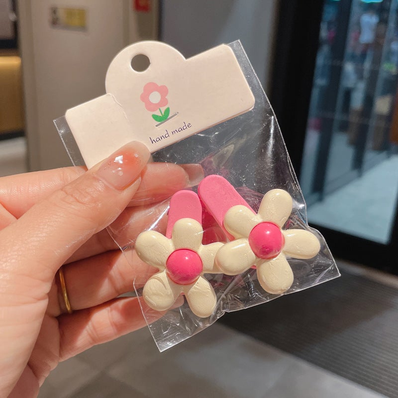 Generic Childrens Hairpin Short Hair Girls Hair Break Special Hair Clip Little Girls Bangs Clip Babys Headwear Girls Hair Clip 011 M White bag pair clip