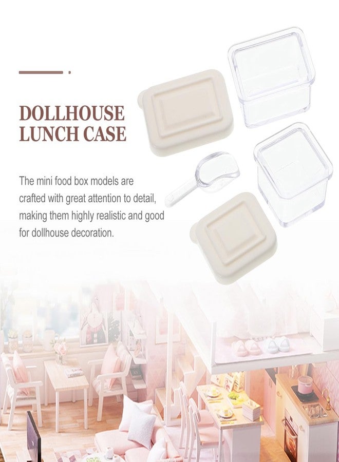 JOINPAYA Miniature Dollhouse Bento Box with Spoon 0.98X0.78X0.47In Simulated Transparent Lunch Box Models for Dollhouse Decoration and DIY Micro Landscape Accessories - Image 2