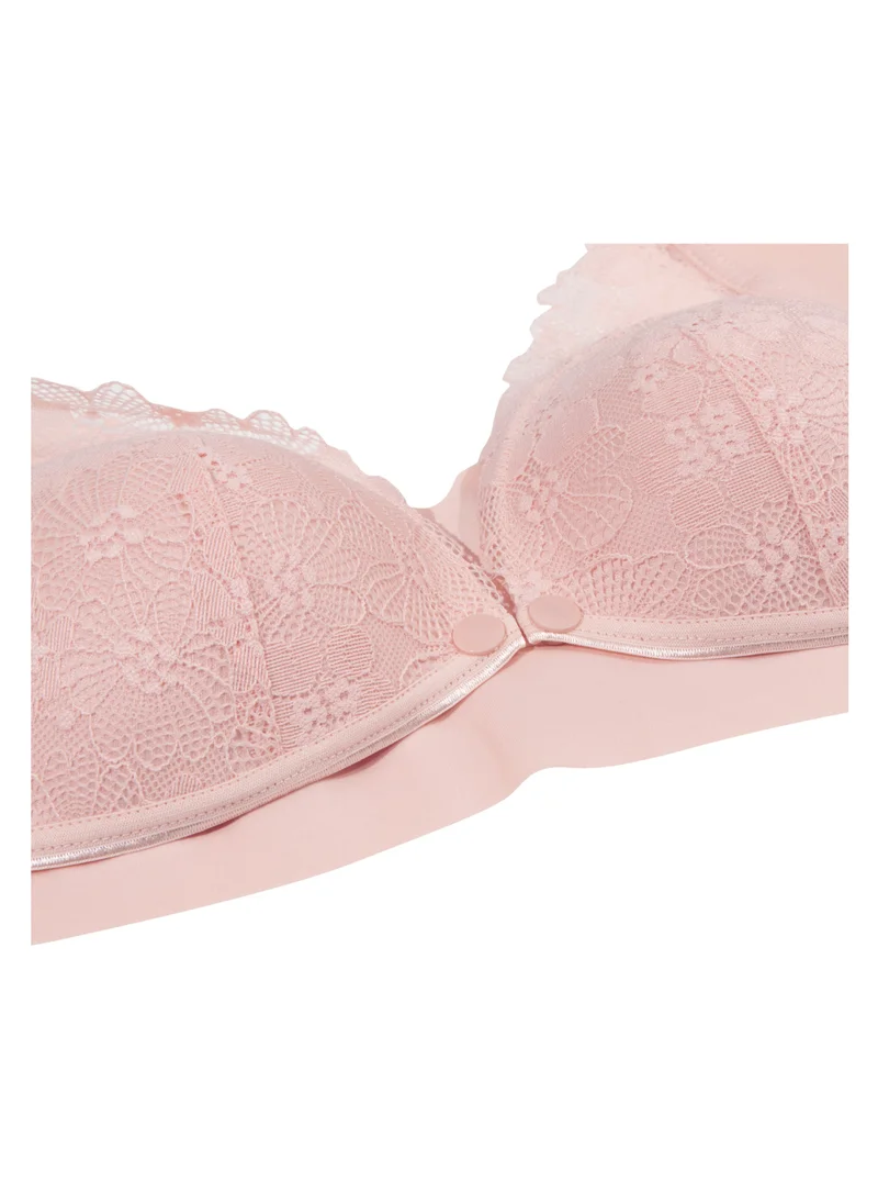 Okus Okus - Pretty Lace Maternity & Nursing Bra - Pink - Large