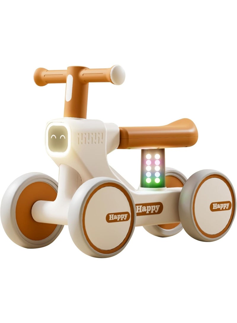 Baby Balance Bike with 4 Wheels, Baby Glide Bike with Music and Light, Toddler Balance Car Toy for 12-36 Months, Indoor Outdoor No Pedals Balance Training Bicycle, - Image 1