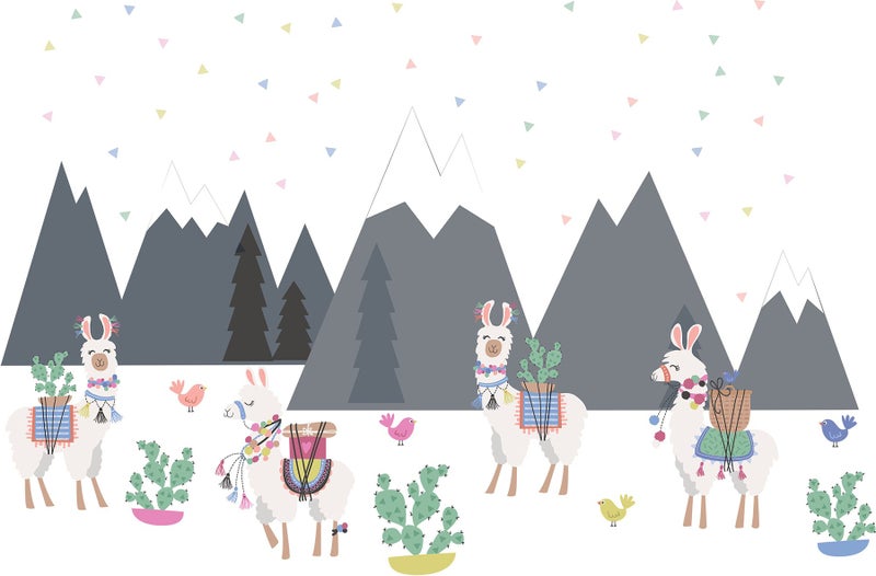 WallPops WPK2578 Laid Back Llamas Wall Art Kit Grey