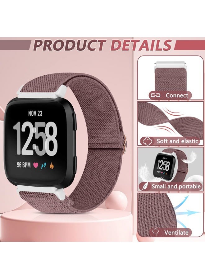 ShuYo 4 Pack Elastic Nylon Bands Compatible with Fitbit Versa & Versa Lite & Versa 2 & Versa SE for Women Men, Adjustable Soft Stretchy Breathable Replacement Straps for Fitbit Versa Smartwatch - Image 4