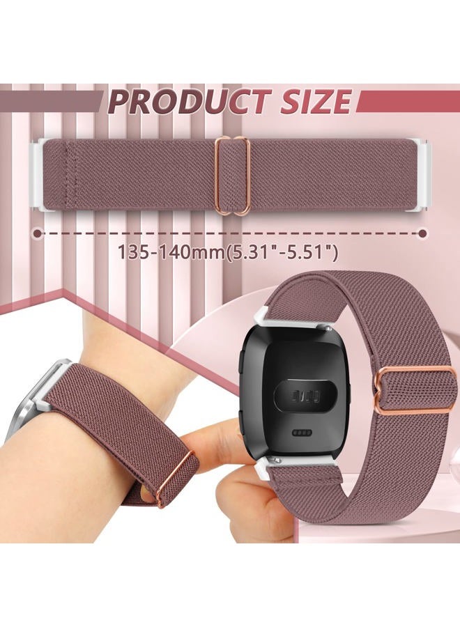 ShuYo 4 Pack Elastic Nylon Bands Compatible with Fitbit Versa & Versa Lite & Versa 2 & Versa SE for Women Men, Adjustable Soft Stretchy Breathable Replacement Straps for Fitbit Versa Smartwatch - Image 3