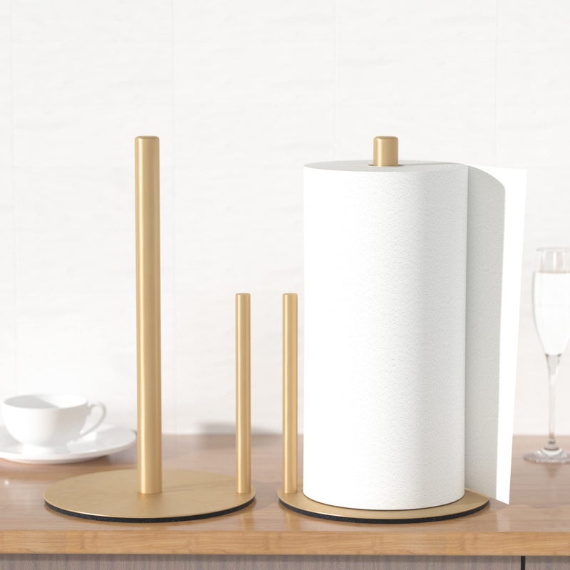 niffgaff Paper Towel Holder Gold Kitchen Roll Holder, Premium Stainless Steel Paper Towel Holder for Kitchen Roll Organize, Countertop Roll Dispenser with Weighted Base  - Image 2