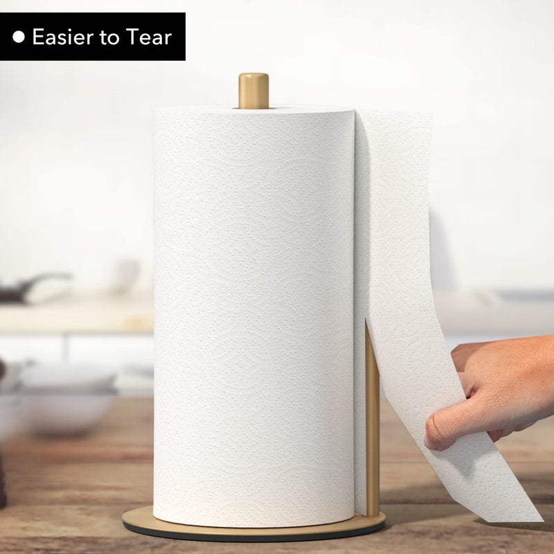 niffgaff Paper Towel Holder Gold Kitchen Roll Holder, Premium Stainless Steel Paper Towel Holder for Kitchen Roll Organize, Countertop Roll Dispenser with Weighted Base  - Image 3