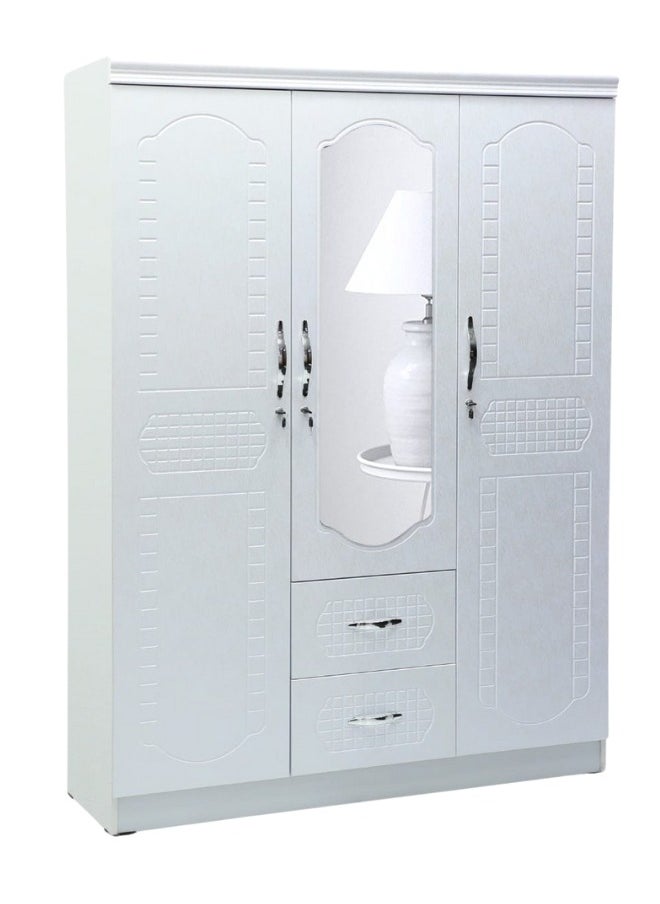 ALWASIT HOME 3 Door Wooden Wardrobe Cabinet Cupboard Engineered Wood Perfect Modern Stylish Heavy Duty Color White  - Image 3