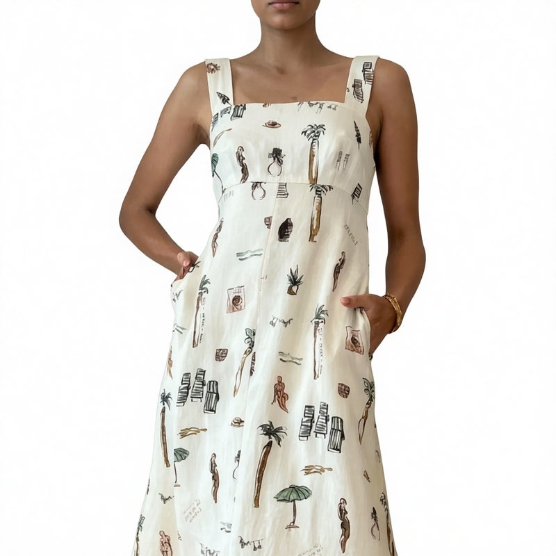 Women's Sleeveless Tie Strap Floral Print Maxi Dress - Image 2