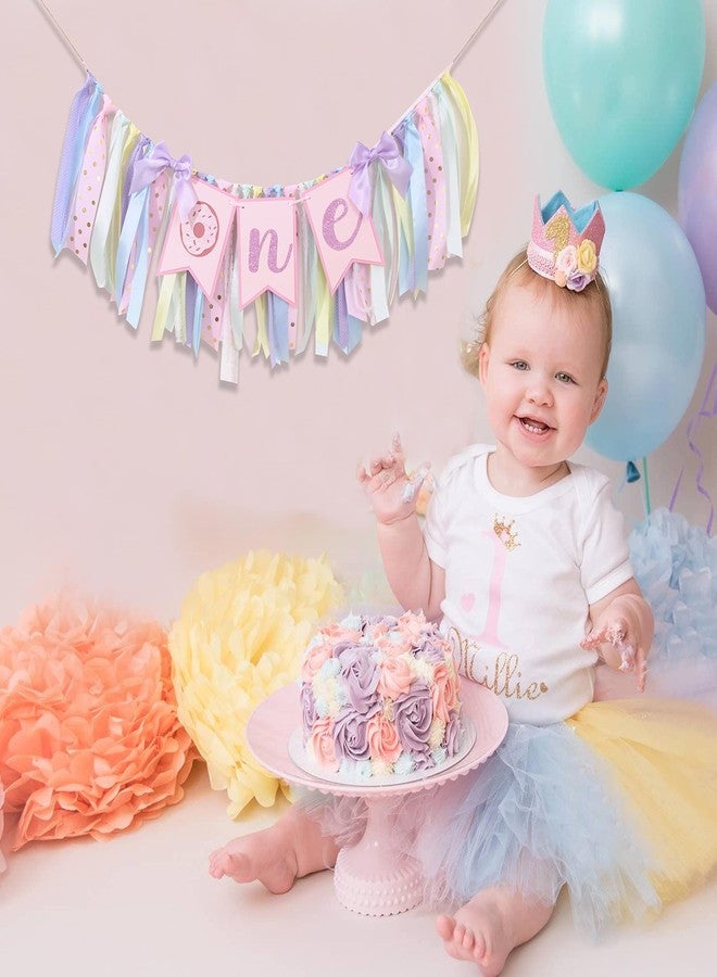 Agkvw Donut High Chair Banner for 1st Birthday - Sweet One Cake Smash Decorations, Grow Up Theme - Image 3