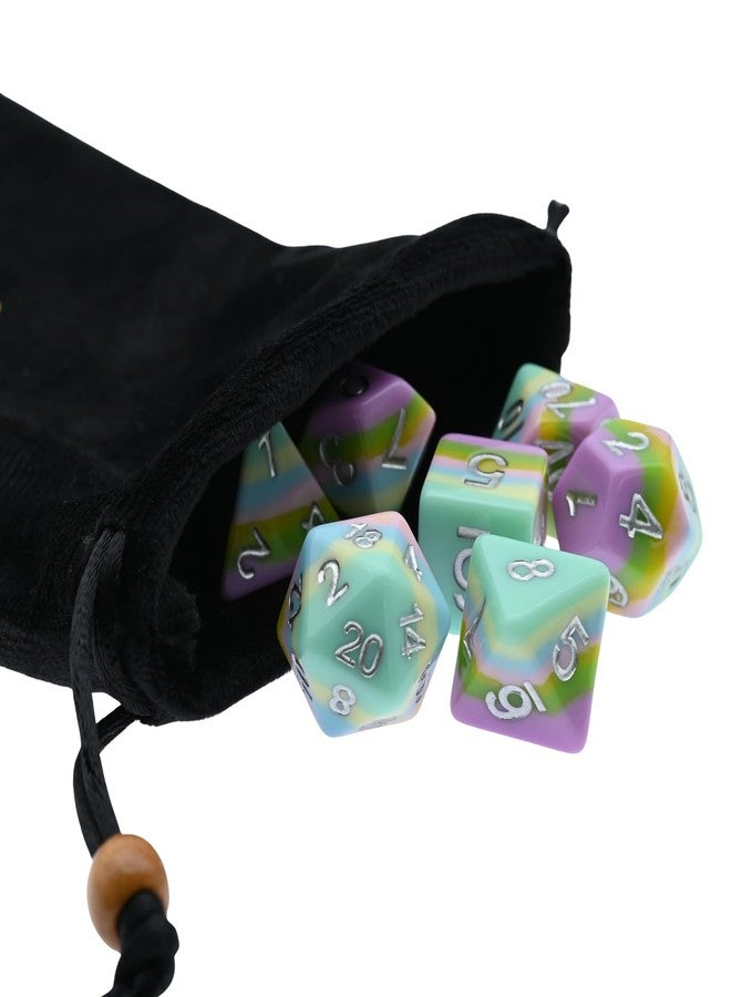 CSITORWWE Rainbow Resin Dice Set,7PCS Polyhedral Dice with Velvet Pouch for TTRPG Tabletop Gaming,Dungeon Masters,RPG Adventures (Rainbow Colors) - Image 3