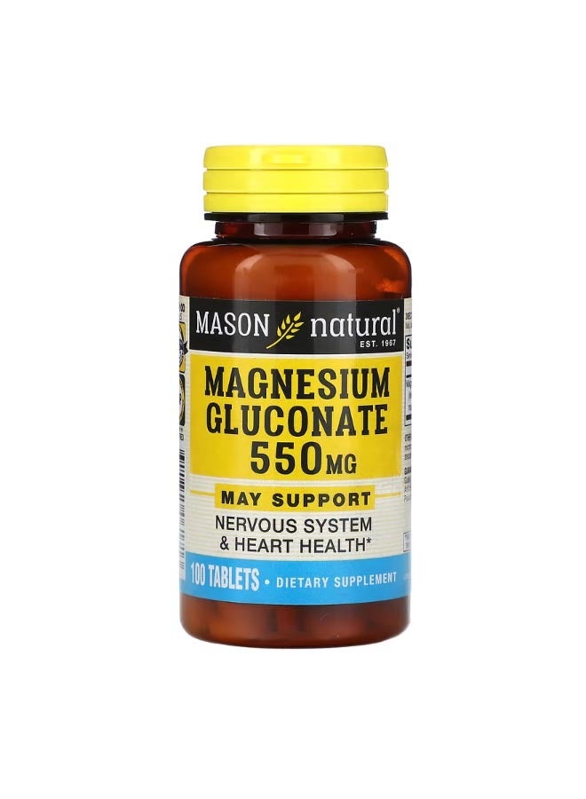 Mason Natural Magnesium Gluconate 550 mg 100 Tablets - Image 1