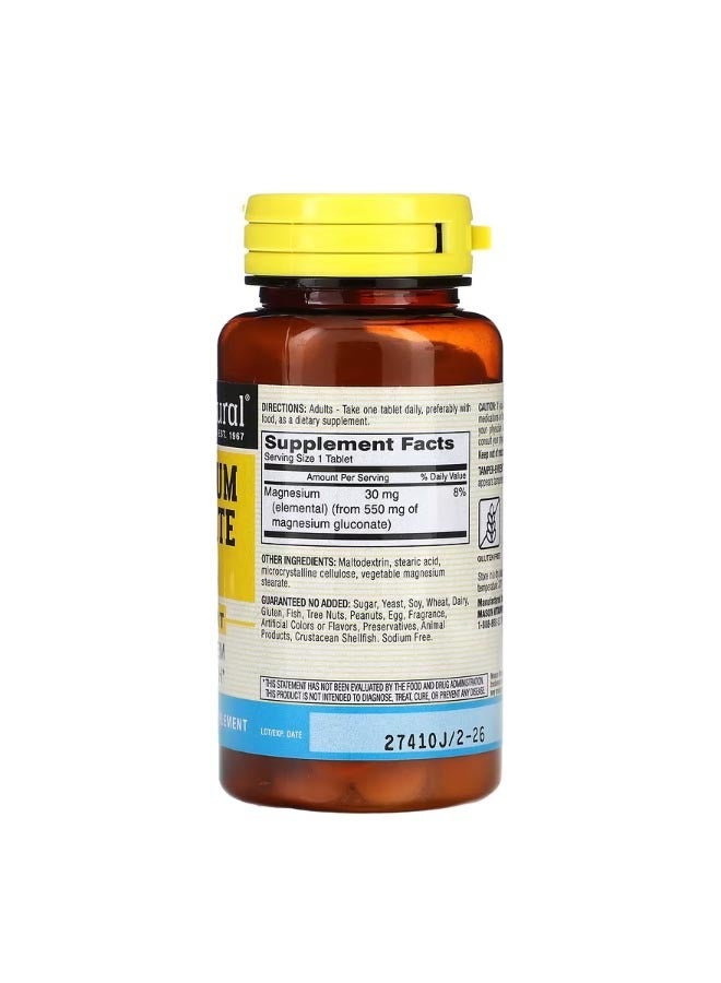 Mason Natural Magnesium Gluconate 550 mg 100 Tablets - Image 2
