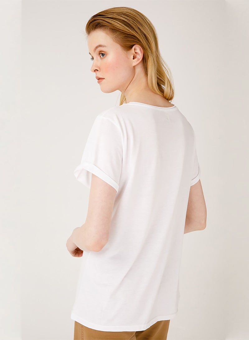 Biggdesign Faces Lucky Women's T-Shirt, Cotton Material, Custom Design, Size L - Image 2