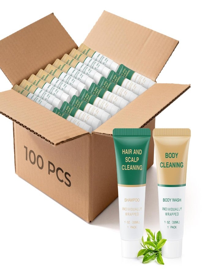 Zhjianup Shampoo and Body Wash Bulk,Travel Size Individually Wrapped Hotel Mini Shower Gel and Shampoo Small Cleansing Toiletries Amenities Men Women for Hotel/Vacation/Homeless 1 Fl Oz (Pack of 100 - Image 1