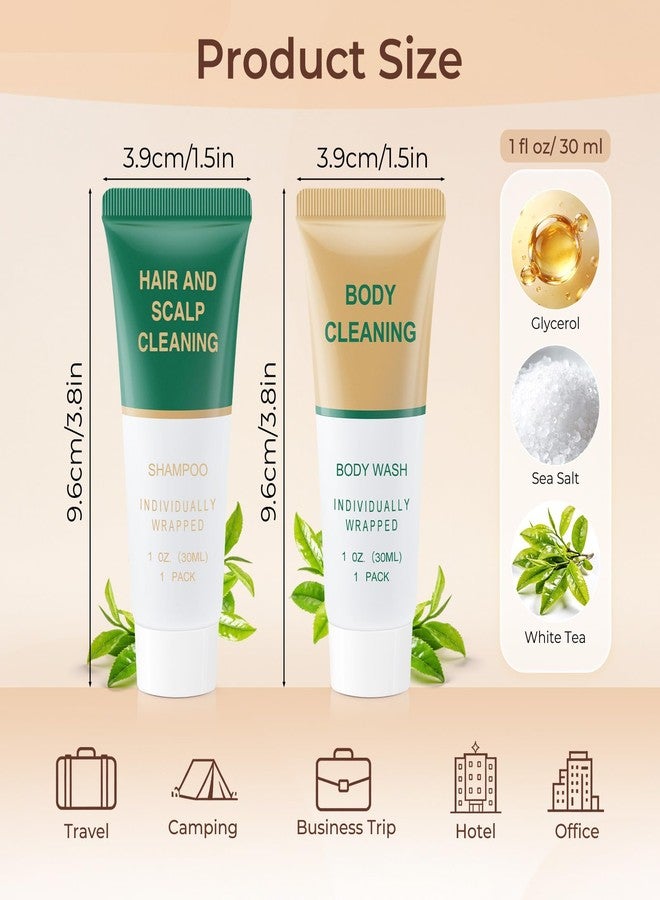 Zhjianup Shampoo and Body Wash Bulk,Travel Size Individually Wrapped Hotel Mini Shower Gel and Shampoo Small Cleansing Toiletries Amenities Men Women for Hotel/Vacation/Homeless 1 Fl Oz (Pack of 100 - Image 2