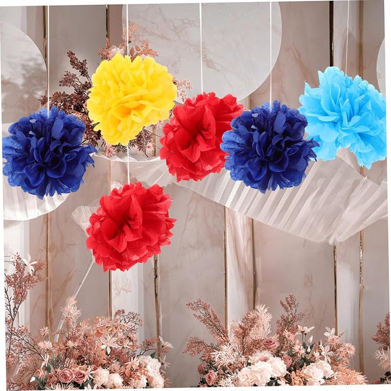 Valiclud 10Pcs Multi Color Tissue Paper Pom Poms Decorative Flowers for Weddings Birthdays Parties - Image 3