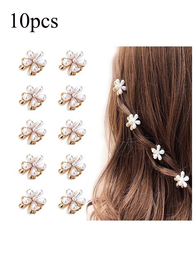 واي جيه 10 قطع صغيرة لؤلؤة مخلب كليب مع تصميم الزهور، حلويات صناعية كليب زخرفية الشعر اكسسوارات للنساء الفتيات - Image 1