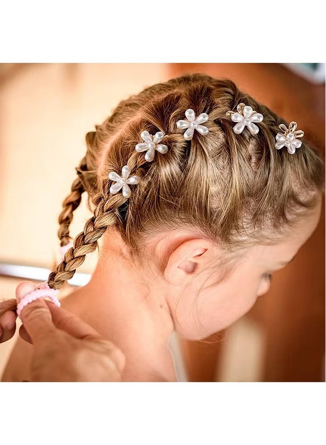 واي جيه 10 قطع صغيرة لؤلؤة مخلب كليب مع تصميم الزهور، حلويات صناعية كليب زخرفية الشعر اكسسوارات للنساء الفتيات - Image 4