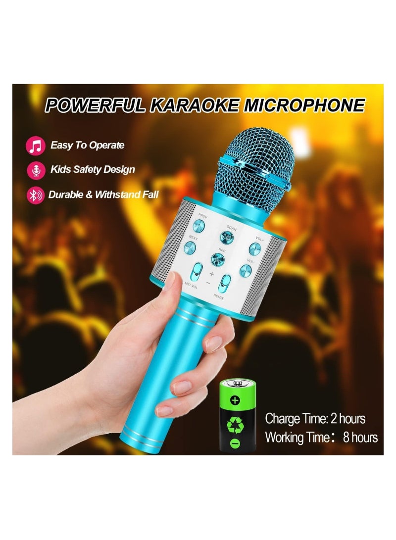 ELTRAZONE Karaoke Microphone for Kids Adults,Portable Bluetooth Microphone for Singing Professional Voice Changer Blue Microphone Wireless Birthday Gifts for 3 4 5 6 7 8 + Year Old Boys Girls Toys - Image 4
