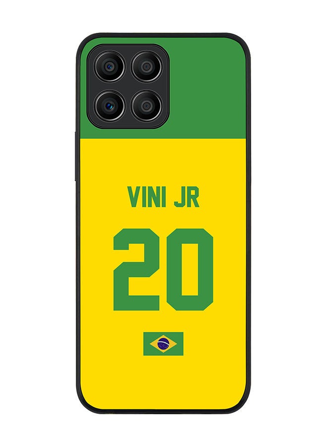 Stylizedd Rugged Black edge case for Honor X8 5G Slim fit Soft Case Flexible Rubber Edges Anti Drop TPU Gel Thin Cover - Football Team - Brazil Player Name - Vini Jr - Image 1