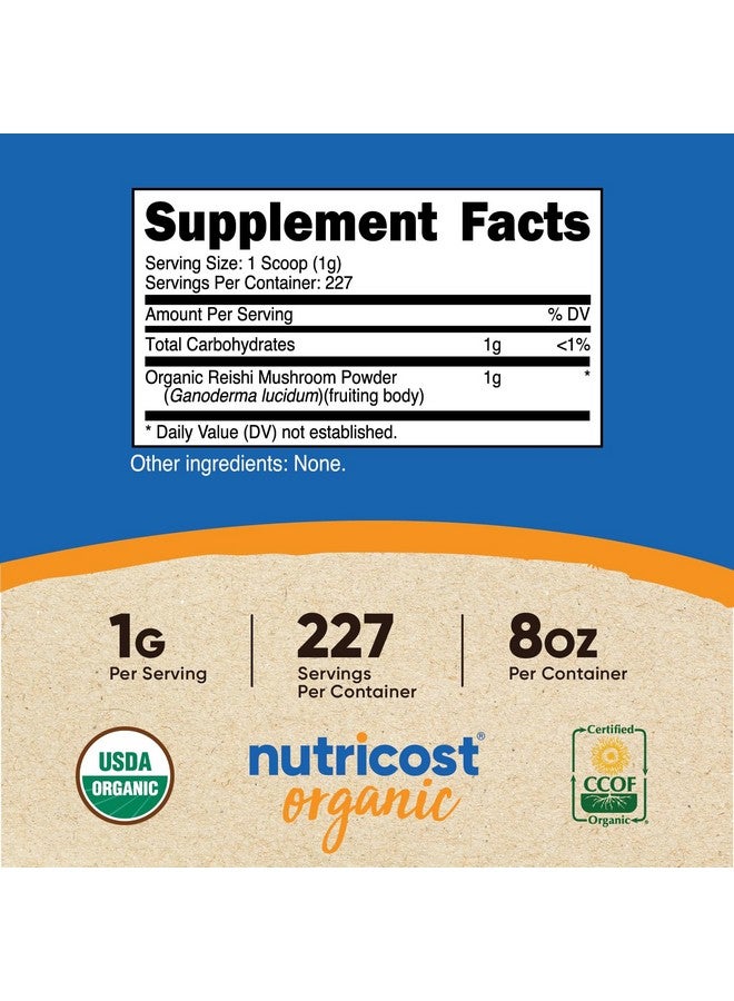 Nutricost Organic Reishi Mushroom Powder 0.5LB (8oz) - USDA Certified 100% Organic, Vegetarian, Non-GMO, Gluten Free - Image 2