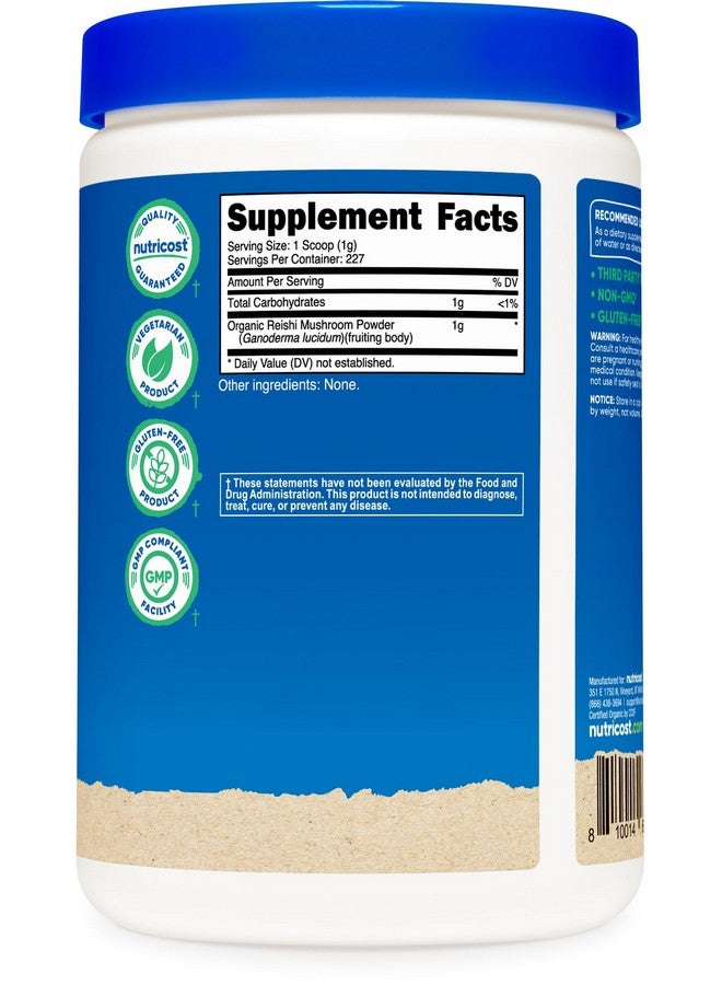 Nutricost Organic Reishi Mushroom Powder 0.5LB (8oz) - USDA Certified 100% Organic, Vegetarian, Non-GMO, Gluten Free - Image 5