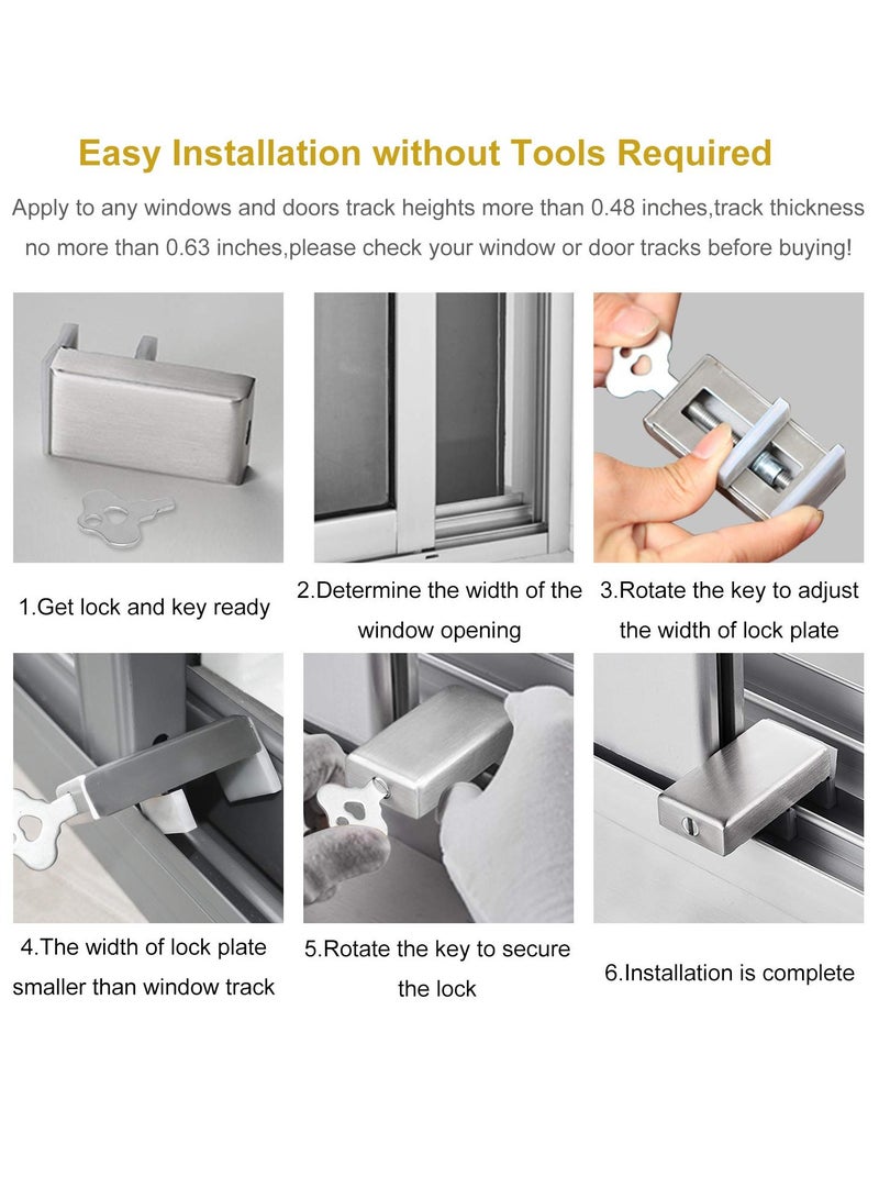Sliding Window and Door Locks , Adjustable Aluminum Security Screw Lock , Door Stopper Safety Lock, No-Drill Install, Requires 10-60mm Clearance for Screw Lock - Image 5