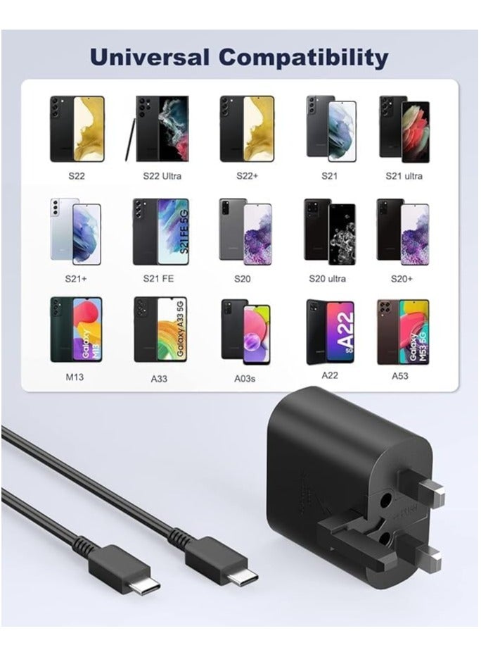 شاحن PD فائق السرعة USB-C بقوة 45 وات - متوافق مع S24 وS23 وS22 وS21 وS20 Ultra وS24+ وS23+ وS22+ وA56 وA36 وA55 وA26 - محول طاقة من النوع C. - Image 2