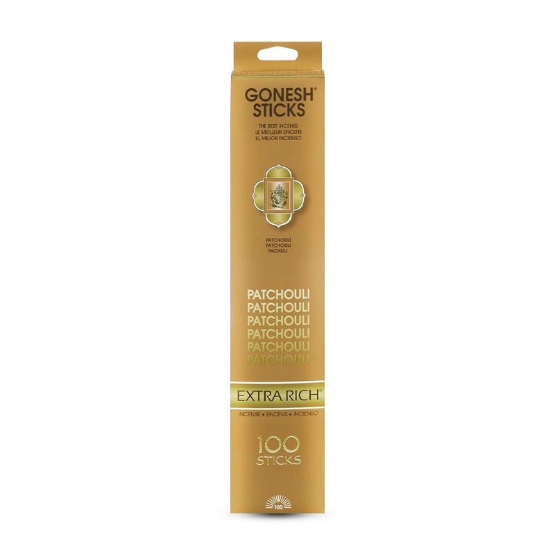 Gonesh - Extra Rich Scented Incense Sticks - Non-Toxic 10â€ Slow Burn Aromatic Sticks - Patchouli - 100 Pack - Image 1