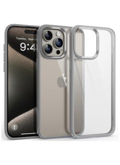 Generic Shockproof Clear Case for iPhone 15 Pro Max Not Yellowing 10FT Military Drop Protection Hard Clear Back Silicone Edge Four Corner Airbags Drop Protection Phone Cover (Natural Titanium)  - Image 1