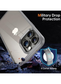 Generic Shockproof Clear Case for iPhone 15 Pro Max Not Yellowing 10FT Military Drop Protection Hard Clear Back Silicone Edge Four Corner Airbags Drop Protection Phone Cover (Natural Titanium)  - Image 3