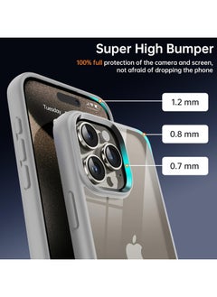 Generic Shockproof Clear Case for iPhone 15 Pro Max Not Yellowing 10FT Military Drop Protection Hard Clear Back Silicone Edge Four Corner Airbags Drop Protection Phone Cover (Natural Titanium)  - Image 2