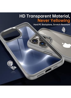 Generic Shockproof Clear Case for iPhone 15 Pro Max Not Yellowing 10FT Military Drop Protection Hard Clear Back Silicone Edge Four Corner Airbags Drop Protection Phone Cover (Natural Titanium)  - Image 4