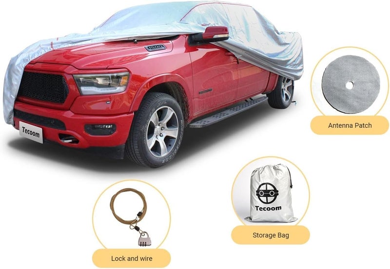 Tecoom Hard Shell Truck Car Cover - Waterproof, UV-Proof, Windproof with Zipper Design for Full Size Trucks - Image 5