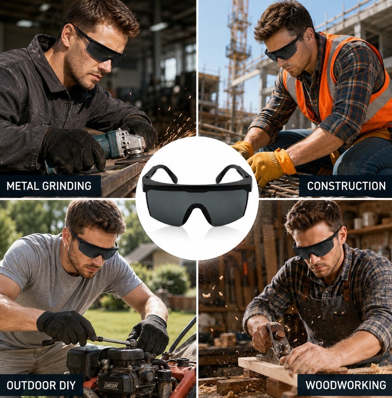 Wulf Safety Goggles Black Industrial Protective Eyewear Anti Scratch Anti Fog Safety Glasses for Construction Workshop Laboratory DIY Eye Protection Durable Comfortable Universal Fit Safety Gear - Image 2