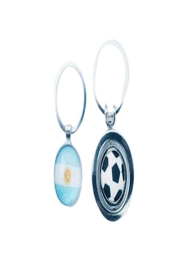 NIBEMINENT World Cup 2018 Argentina Flag And 3D Rotating Football Combo Key Chain