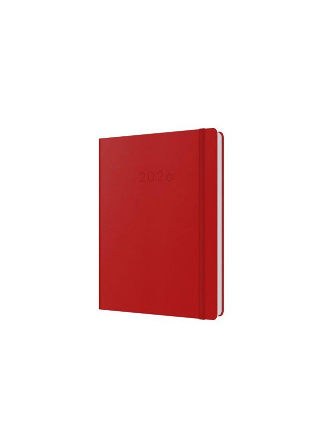 Collins Legacy - 2026 12 Month Calendar Year Planner, Day-To-Page with 1/2 Hourly Appointments Diary, A5 Hard Cover - Red (CL51.15-26) - Image 1