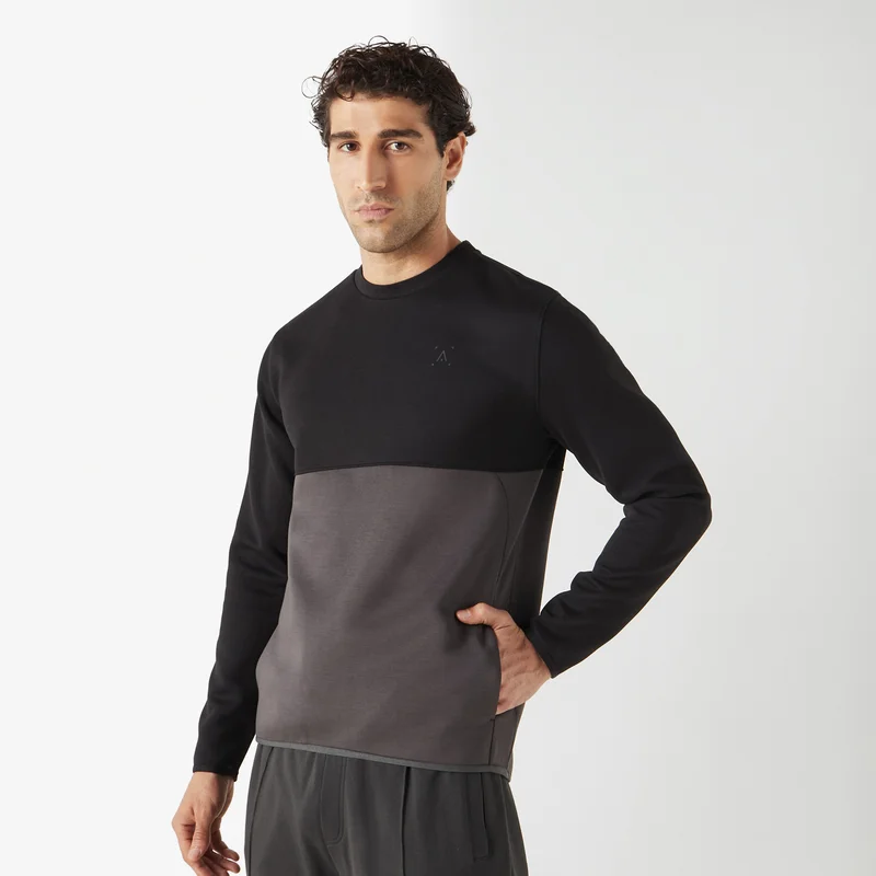 ADOT by Splash Panelled Sweatshirt with Long Sleeves and Pockets