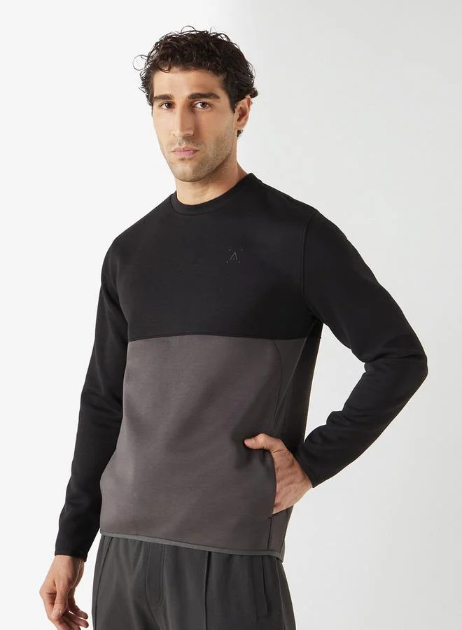 ADOT by Splash Panelled Sweatshirt with Long Sleeves and Pockets