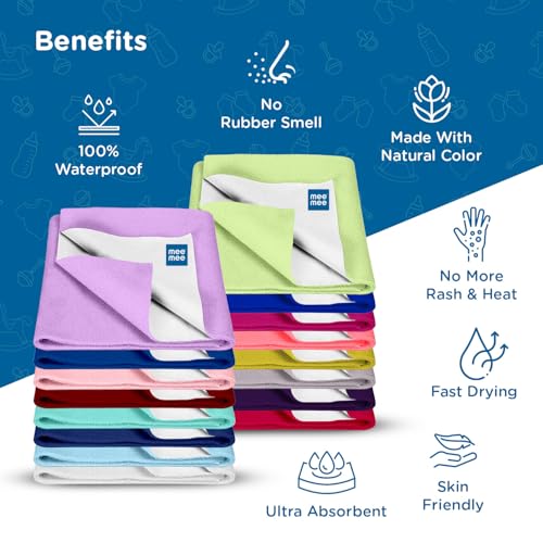Mee Mee Reusable Water Proof Cotton Bed Protector Sheet/Extra Absorbent Mat/Dry Sheets/Urine Sheet/Dry Mat(Large, Dark Grey)(100CmX140Cm) - Image 3