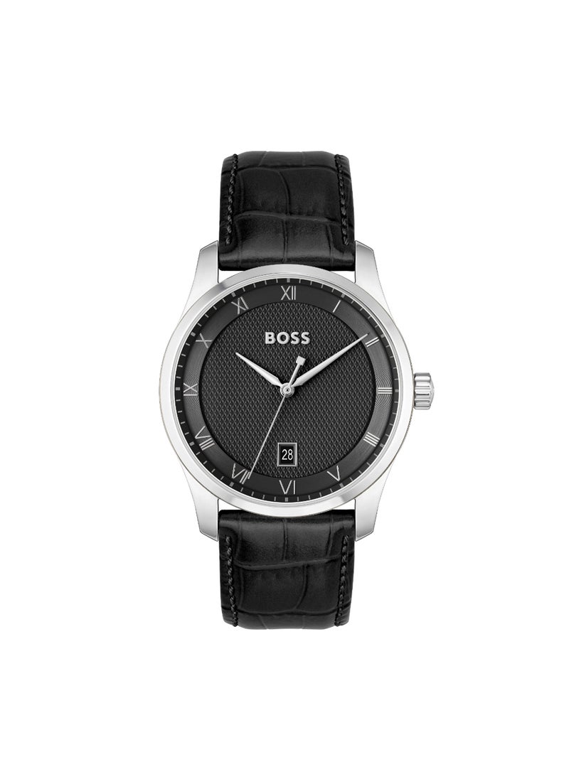 HUGO BOSS ساعة يد دائرية أنالوج للرجال بهيكل أسود - 1514122  - Image 1