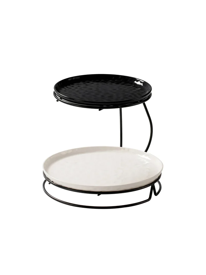 Shallow 3-Piece Porcelain Bowl Set with Stand 12cm