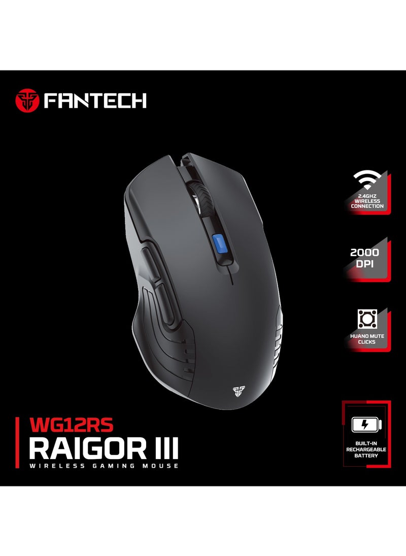 FANTECH - WG12 RS Wireless Gaming Mouse Rechargeable Dual Mode Gaming Mouse 2000 DPI 6 Programmable Buttons Gaming Office Dedicated Computer Mouse for Laptop Desktop - Image 1