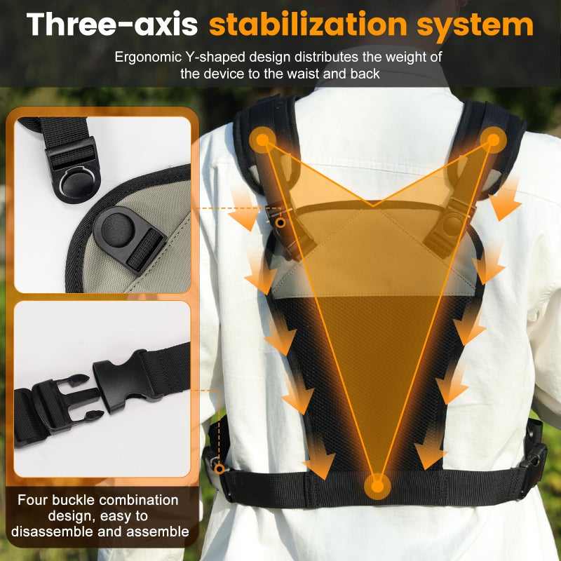 Cwatcun Professional Camera Harness & Vest System - Triple Safety Mount, 10 Accessory Points, Dual Camera Straps & Lightweight Design for Outdoor Photography - Image 4