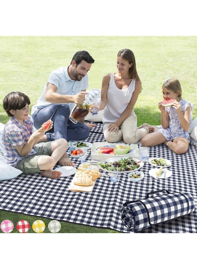 ZAZE Picnic Beach Blankets Machine Washable, 80''x80'' Extra Large Waterproof Sandproof Foldable Compact Oversized XL Outdoor Mat for Spring Summer Camping, Park, Travel Grass(Blue and White) - Image 1